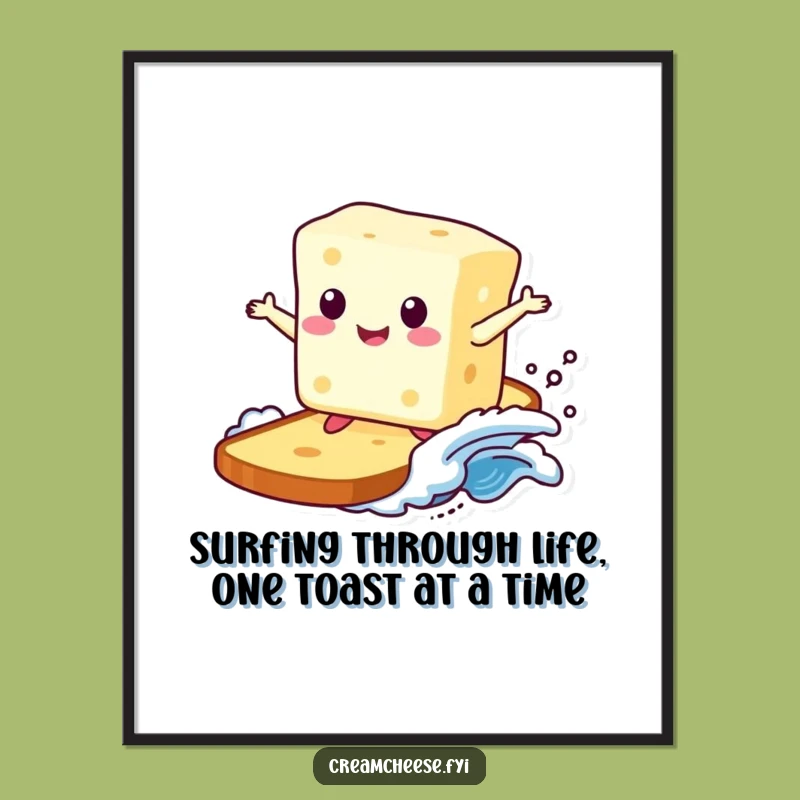 Funny Free Printable Wall Art: Surfing Cream Cheese Block, Hilarious Downloadable Decor!