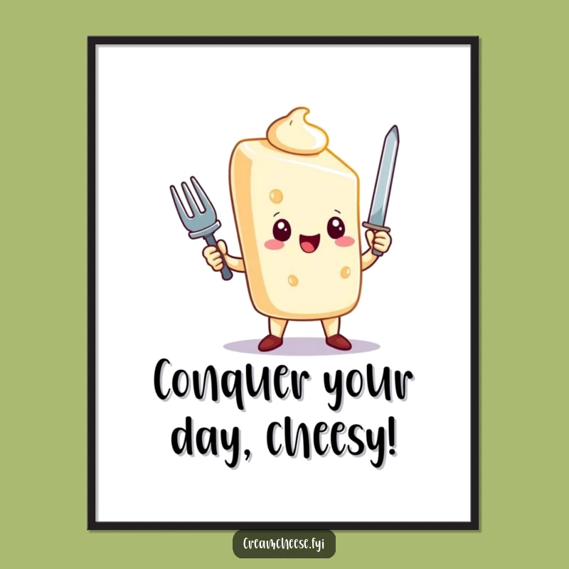 Funny Free Printable Wall Art: Triumphant Cream Cheese Hero, Downloadable Art