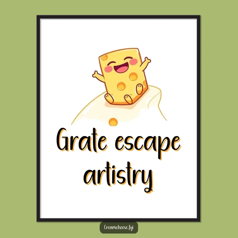 Funny Free Printable Wall Art: Laughing Cheese Slide, Downloadable Quirky Decor