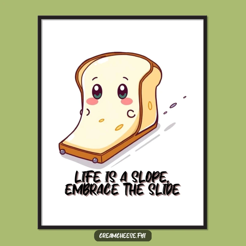 Free Printable Wall Art: Funny Cream Cheese Slide, Quirky Kitchen Decor Downloadable