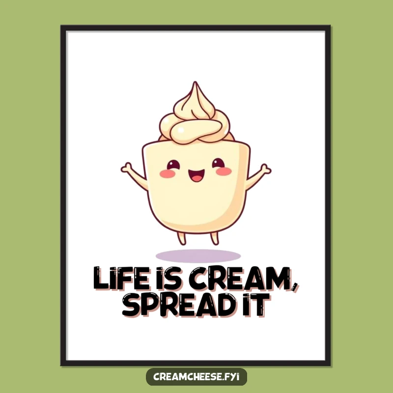 Free Printable Wall Art: Wiggly Cream Cheese Tub, Funny Kitchen Decor Downloadable Art