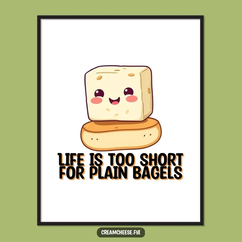 Funny Free Printable Wall Art: Cream Cheese on Bagel - Quirky Downloadable Decor