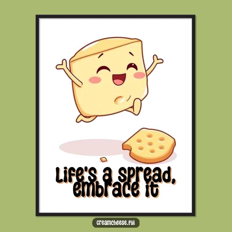 Funny Free Printable Wall Art: Cream Cheese Wedge Leap - Quirky Downloadable Decor Gift