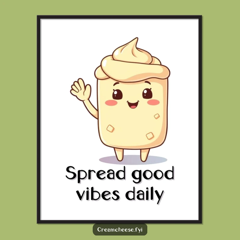 Free Printable Wall Art: Friendly Cream Cheese Waves for Funny Downloadable Decor