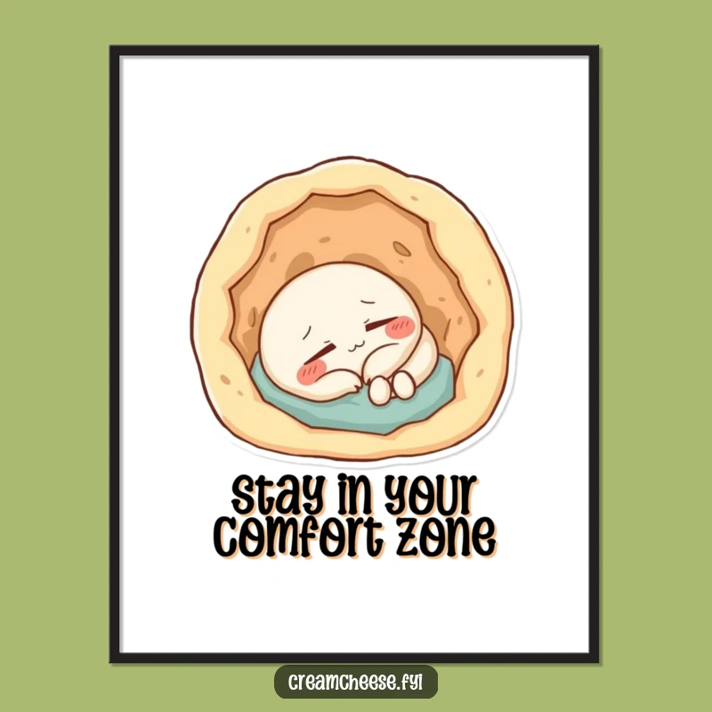 Free Printable Cream Cheese Wall Art: Funny Napping Character Downloadable Decor