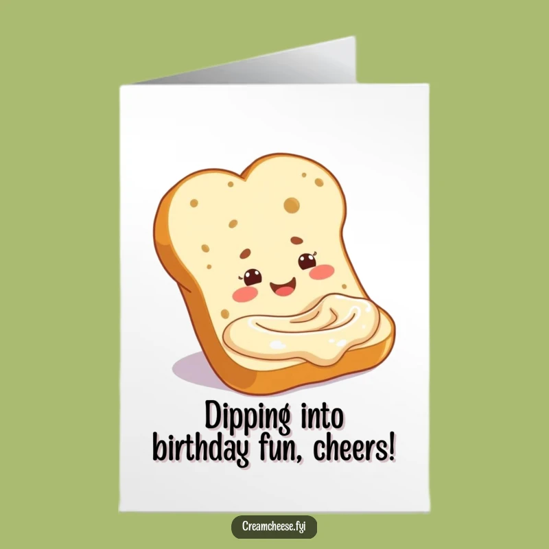 Free Printable Birthday Card: Baguette Dipping in Cream Cheese - Cozy Downloadable Gift