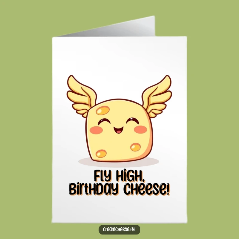 Free Printable Birthday Card: Flying Cheese, Heavenly Wishes Downloadable
