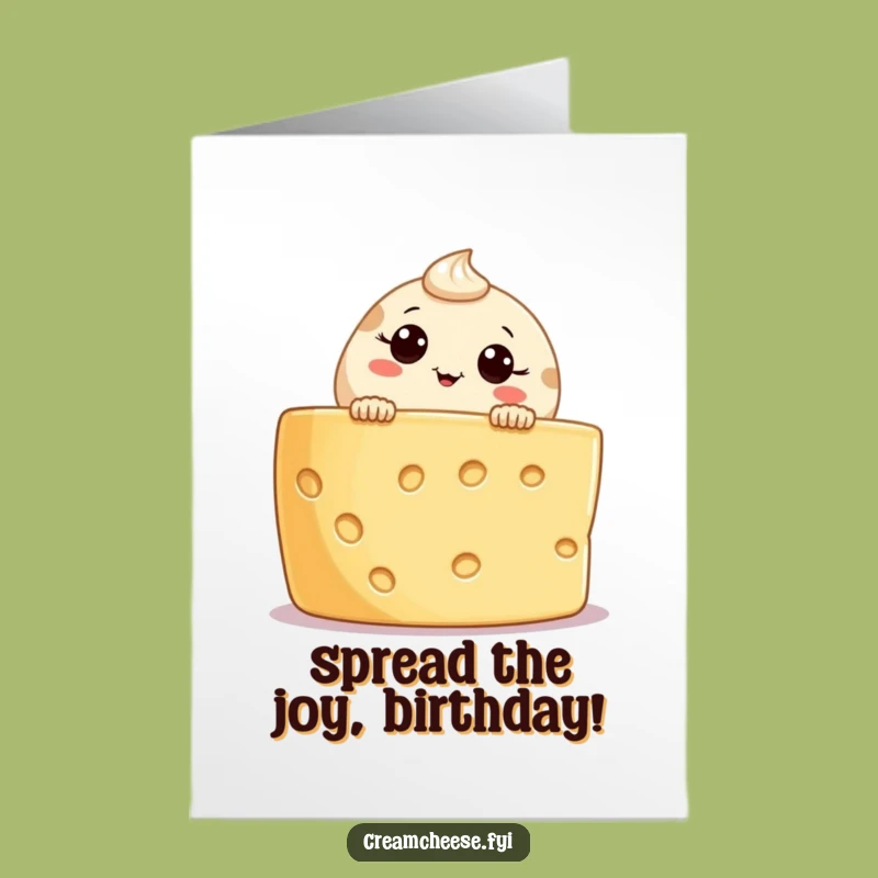 Free Printable Birthday Card: Funny Cream Cheese Friend Peeking, Perfect DIY Downloadable Gift