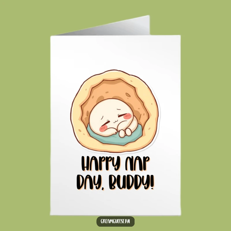 Free Printable Cream Cheese Birthday Card: Funny Napping Character Downloadable Gift