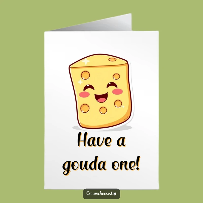 Free Printable Birthday Card: Cheesy Wink Cheese Slice Funny Downloadable Gift