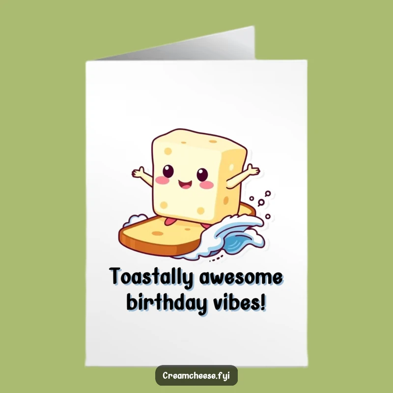 Free Printable Birthday Card: Surfing Cream Cheese Fun, Funny Downloadable Greeting!