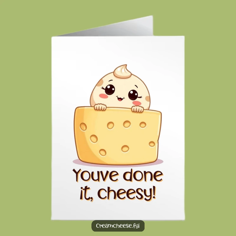 Free Printable Congrats Card: Cheesy Cream Cheese Pal, Perfect DIY Downloadable Gift