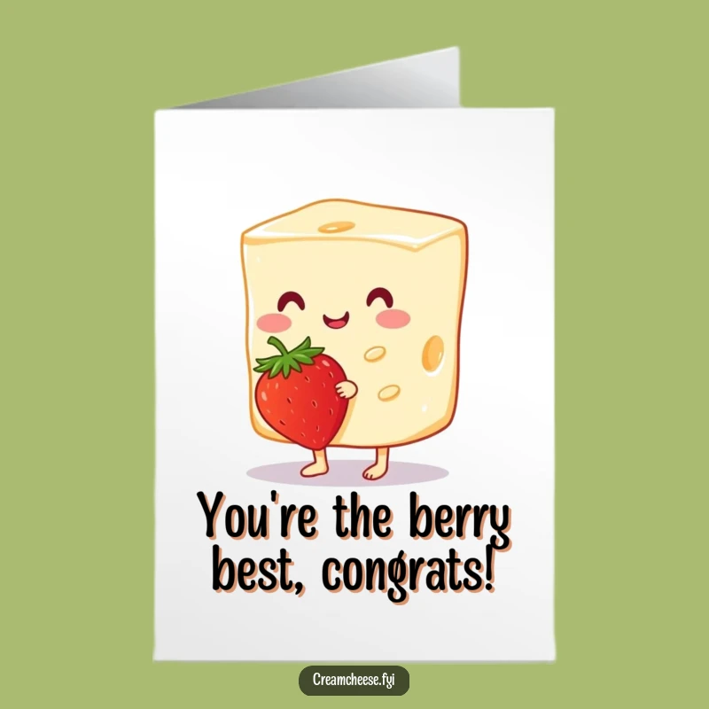 Free Printable Congrats Card: Cream Cheese & Strawberry, Celebrate Sweetly Downloadable