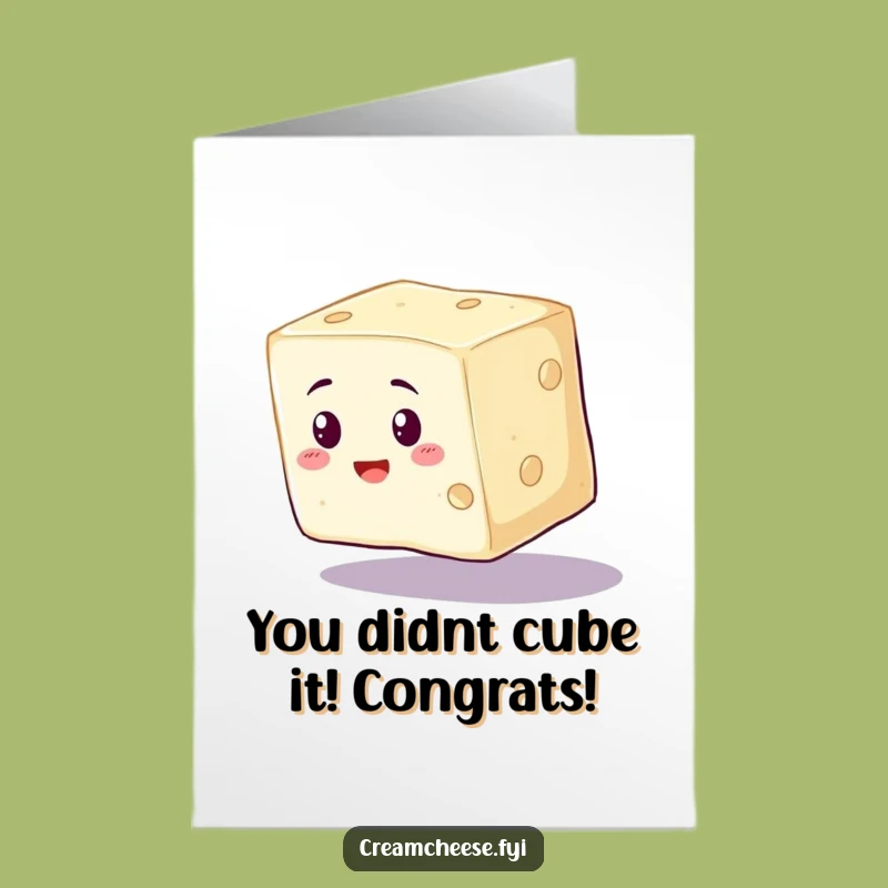 Free Printable Congrats Card: Wobbly Cream Cheese Success - Print at Home