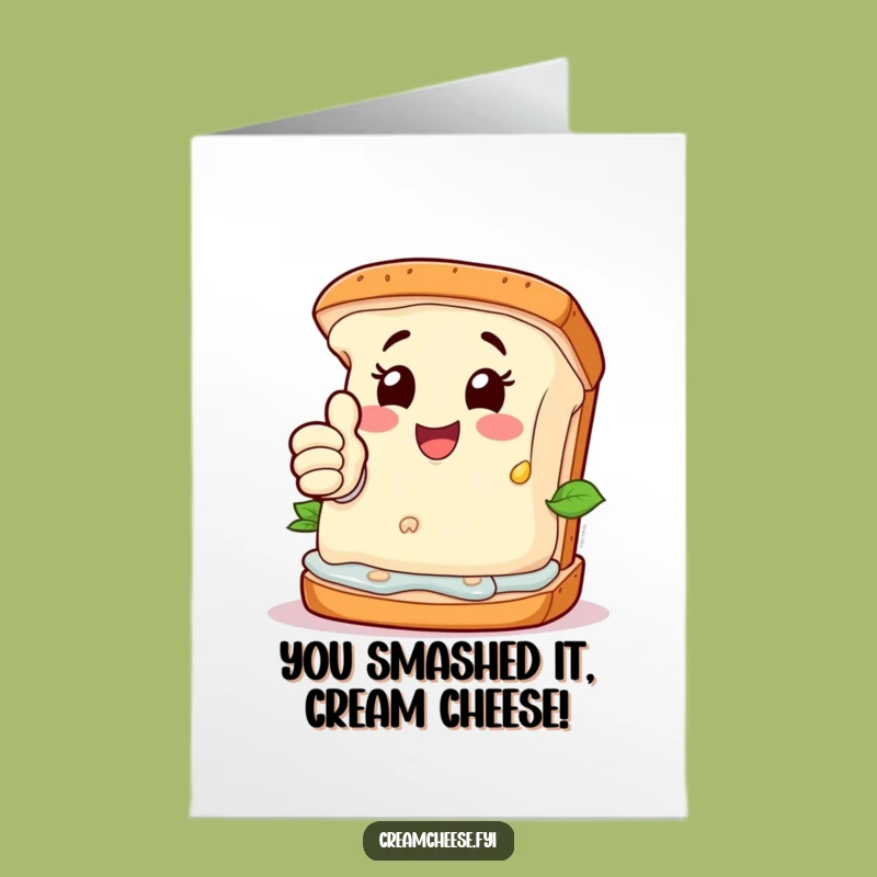Free Printable Cream Cheese Congrats Card: Funny Sandwich Thumbs-Up Achievement