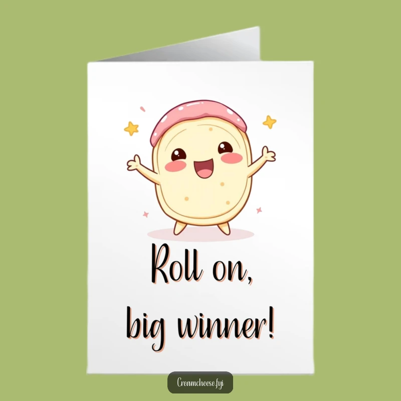 Free Printable Congrats Card: Spinning Cream Cheese Roll, Festive Achievement Downloadable
