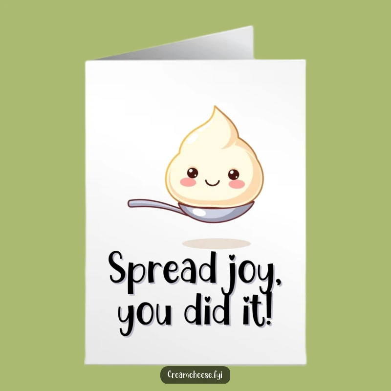 Free Printable Congrats Card: Happy Cream Cheese Dollop DIY Downloadable Gift