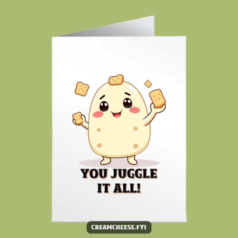 Free Printable Congrats Card Cream Cheese Juggler Funny Success Downloadable