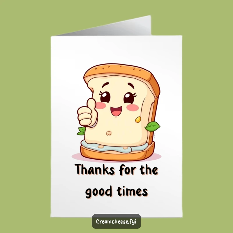 Free Printable Cream Cheese Thank You Card: Funny Sandwich Thumbs-Up Gift