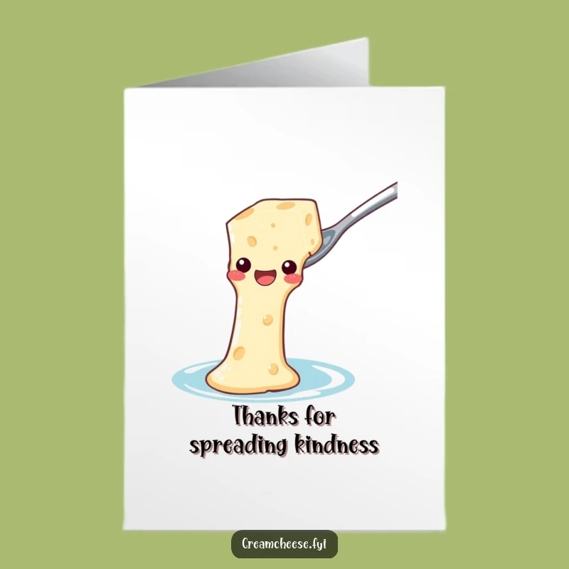 Free Printable Thank You Card: Cream Cheese Slide! Funny Dairy Design, DIY Downloadable Gift.