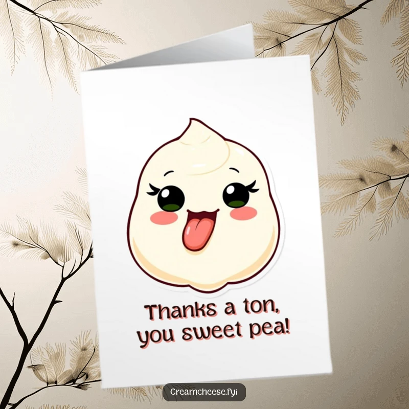 Funny Free Printable Thank You Card: A cream cheese dollop playfully sticks its tongue out, offering a cheeky and downloadable thank you.