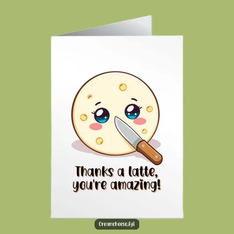 Free Printable Thank You Card: Funny Cream Cheese Slice - Hilarious Downloadable