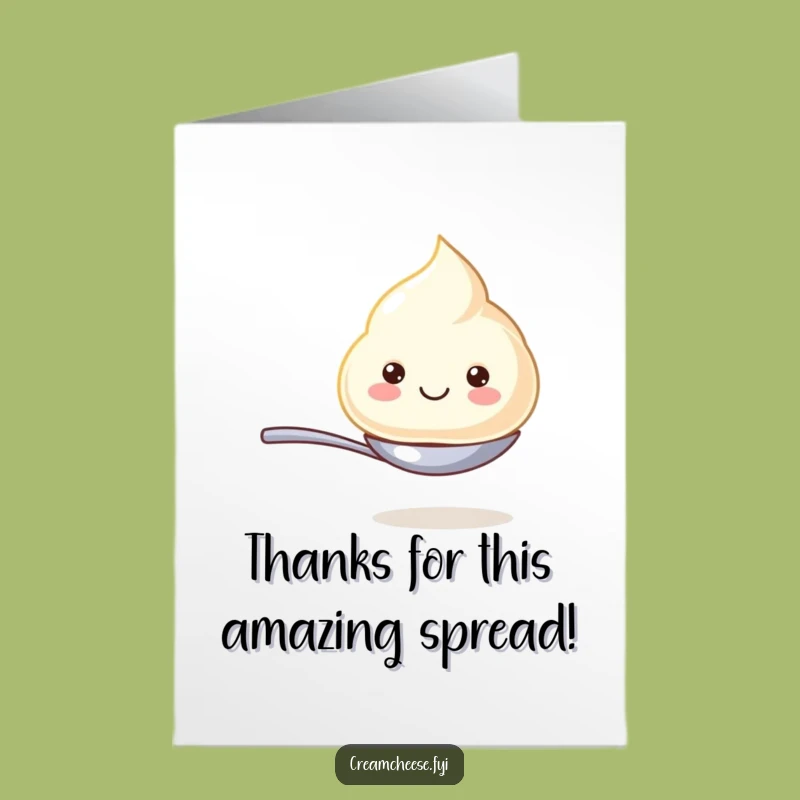 Free Printable Thank You Card: Grateful Cream Cheese Dollop Downloadable Gift