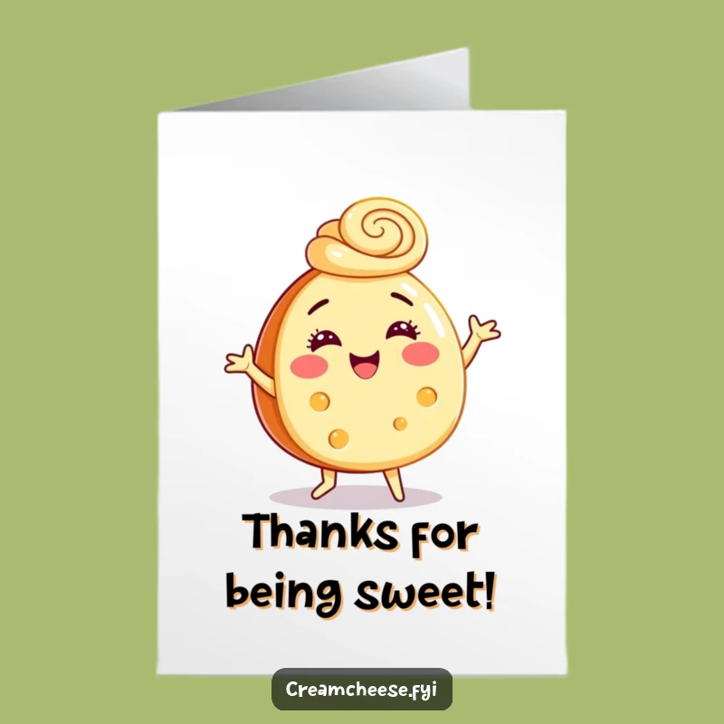 Funny Free Printable Thank You Card: Dancing Cream Cheese Wheel - Downloadable Gratitude