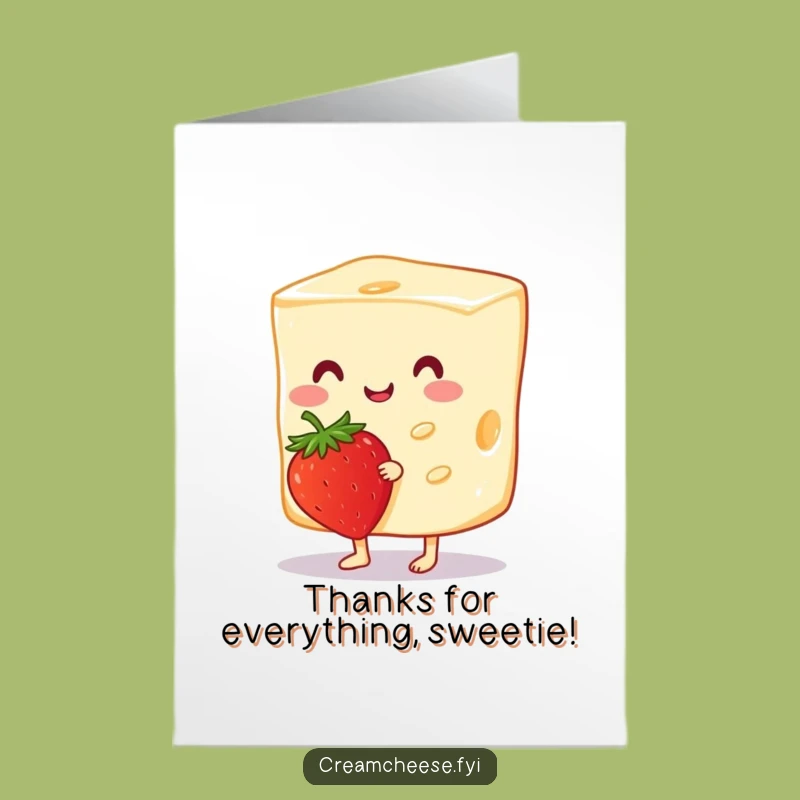 Free Printable Thank You Card: Cream Cheese & Strawberry, Adorable Gratitude Downloadable