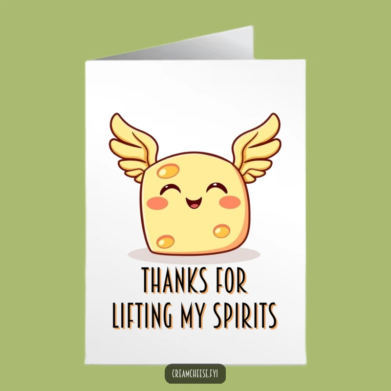 Heavenly Free Printable Thank You Card: Winged Cheese, Downloadable Gratitude