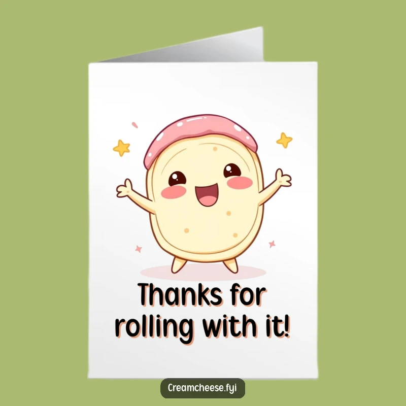 Free Printable Thank You Card: Spinning Cream Cheese Roll, Express Gratitude Fun