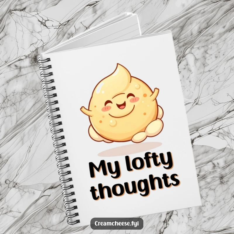 Funny Cream Cheese Blob Bagel Cloud Notebook: A cheerful cream cheese blob happily bounces on a bagel cloud, ready for your happy notes.