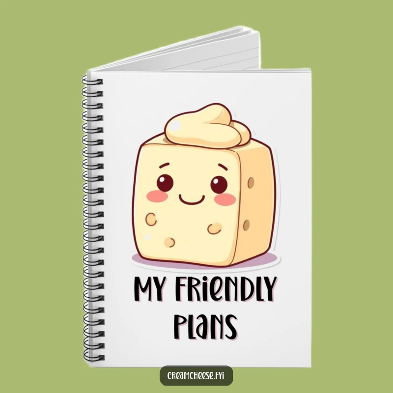 Funny Cream Cheese Block Notebook Welcoming Smile Character Journal