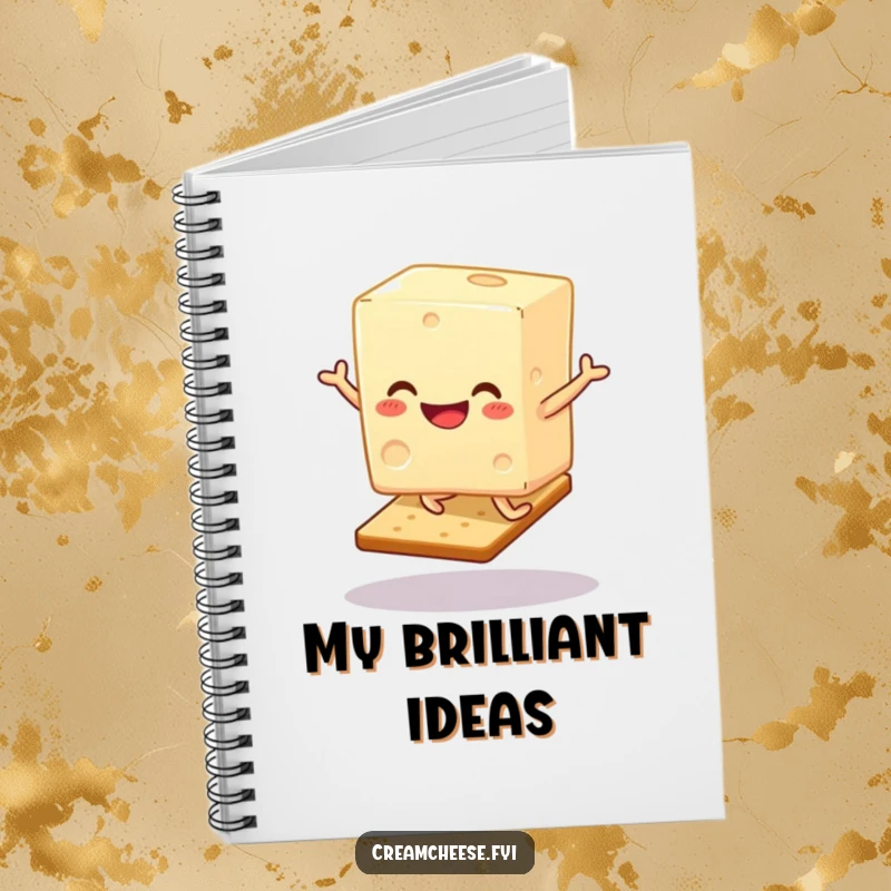 Funny Cream Cheese Hop Notebook: A smiling block of cream cheese joyfully hops on a cracker, ready for your notes.