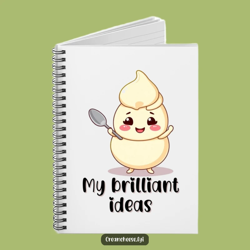 Funny Cream Cheese Swirl Notebook Cheerful Character Balancing Spoon Journal