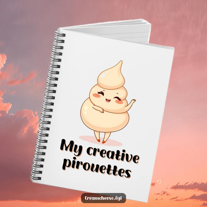 Funny Cream Cheese Swirl Pirouette Notebook: A playful cream cheese swirl winks and spins, ready for your creative notes.