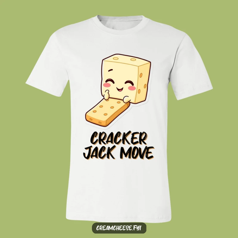 Funny Cream Cheese Cracker Slide T-Shirt: Witty Snack Character Tee