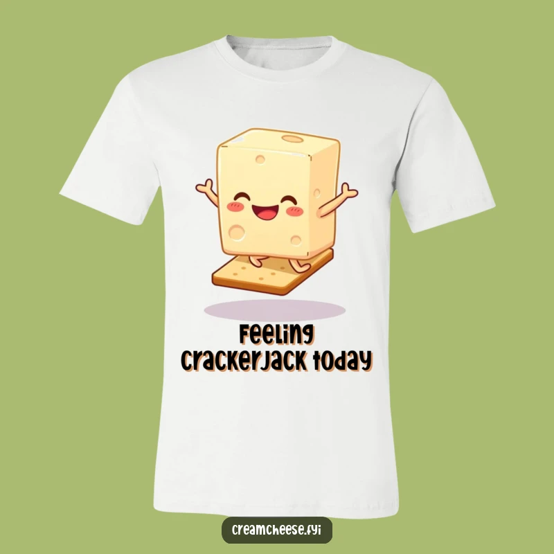 Funny Cream Cheese Hop T-Shirt - Joyful Cracker Jumping Design, Great Gift