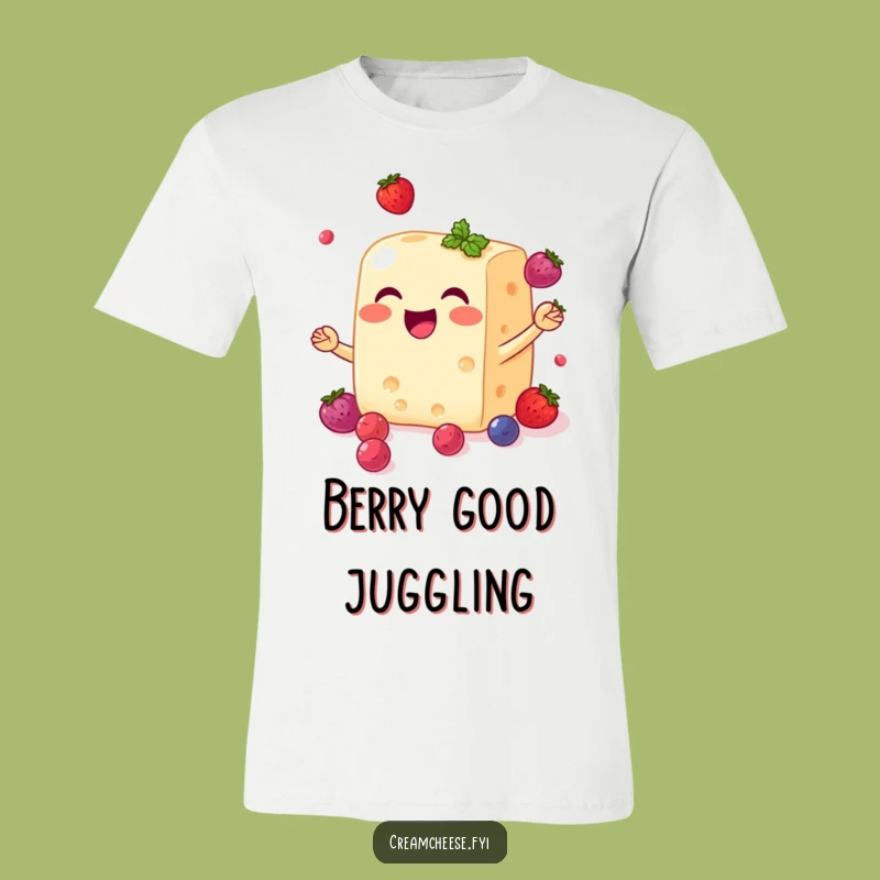 Funny Cream Cheese Juggling T-Shirt - Hilarious Berry Snack Tee for Food Lovers