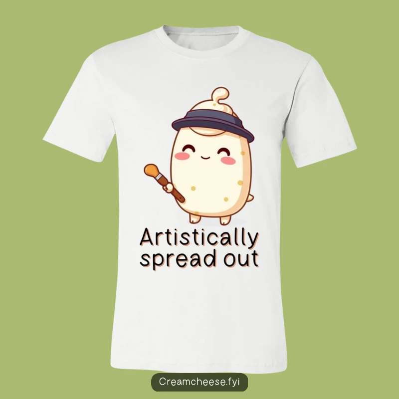 Funny Cream Cheese Painter T-Shirt Stylized Character With Brush