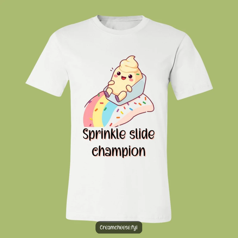Funny Cream Cheese Sprinkle Slide T-Shirt - Hilarious Joyride Tee for Dessert Fans