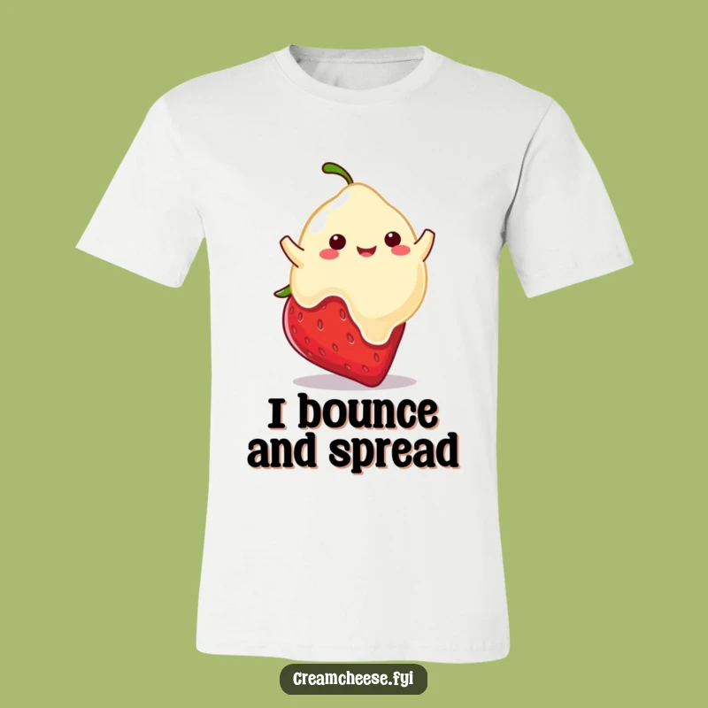 Funny Cream Cheese Blob T-Shirt: Bouncing Strawberry Fun, Hilarious Foodie Gift