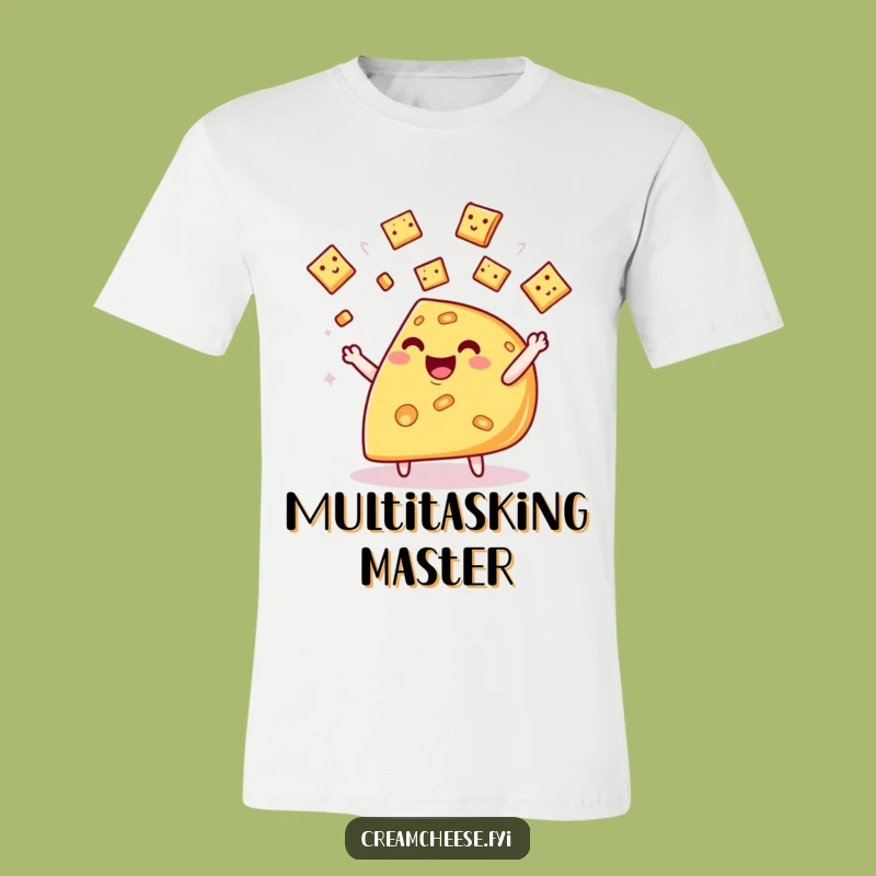 Funny Cheese Wedge T-Shirt: Whimsical Cracker Juggling Joy Tee