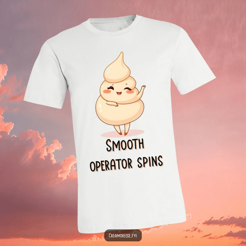 Funny Cream Cheese Swirl T-Shirt: A playful cream cheese swirl winks and executes a smooth pirouette, a delightful dancer.