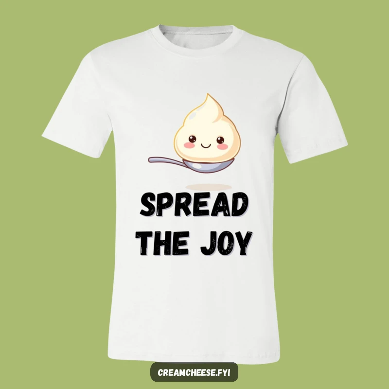 Funny Cream Cheese Dollop Tee: Beaming Balancer on Spoon, Hilarious Foodie Gift