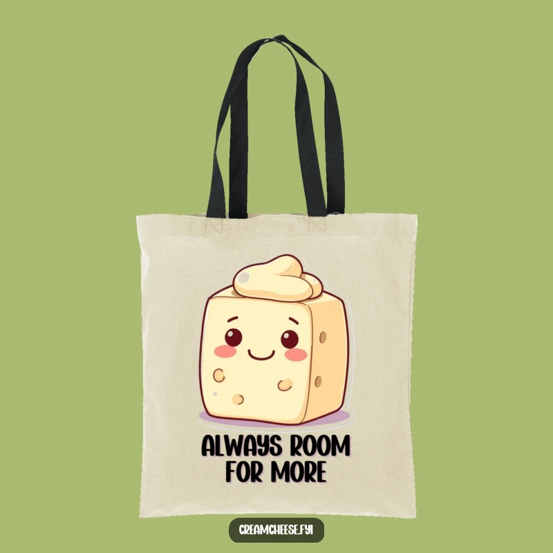 Funny Cream Cheese Block Tote Bag Welcoming Smile Character Bag