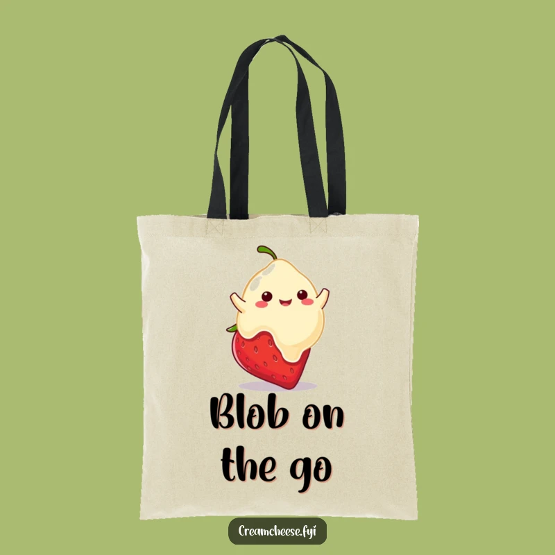 Funny Cream Cheese Blob Tote Bag: Bouncing Strawberry, Chic Hilarious Carry-All Gift