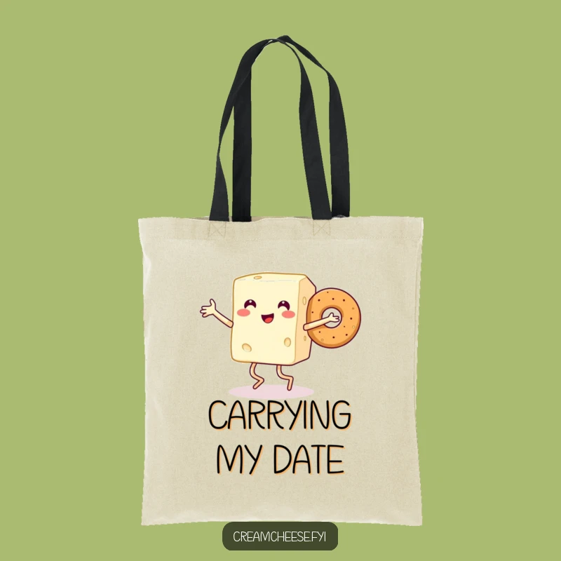 Funny Cream Cheese & Bagel Tote Bag: Joyful Food Duo Carrier, Ideal Foodie Gift