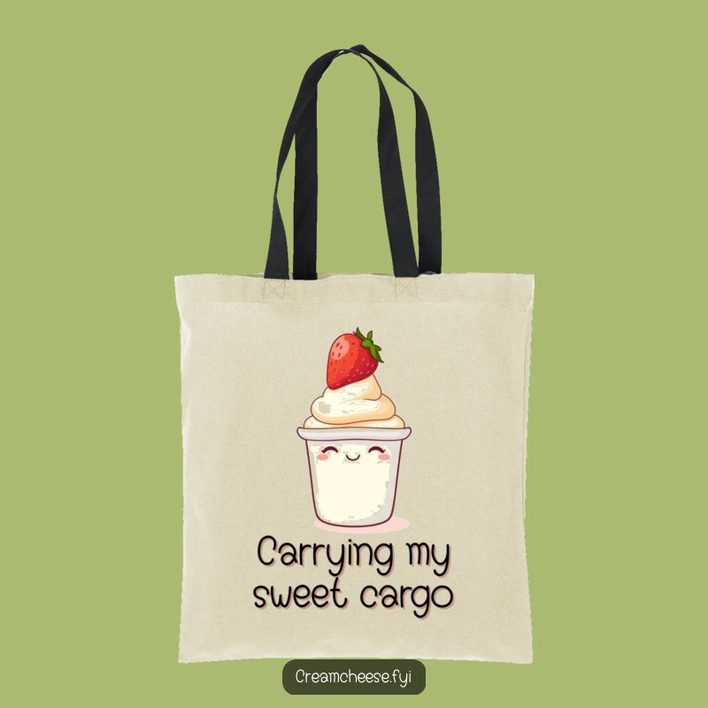 Funny Giggling Cream Cheese Tote Bag: Carry Your Essentials with Fruity Flair