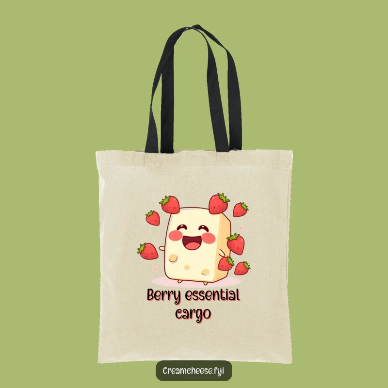 Funny Cream Cheese Strawberry Tote Bag: Carry Your Essentials with this Hilarious Fruit Accessory